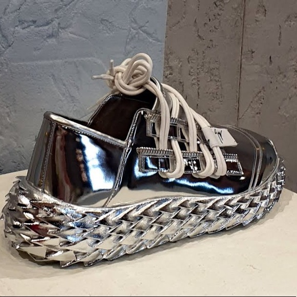 giuseppe zanotti BNIB metallic silver lowtops - Picture 9 of 16
